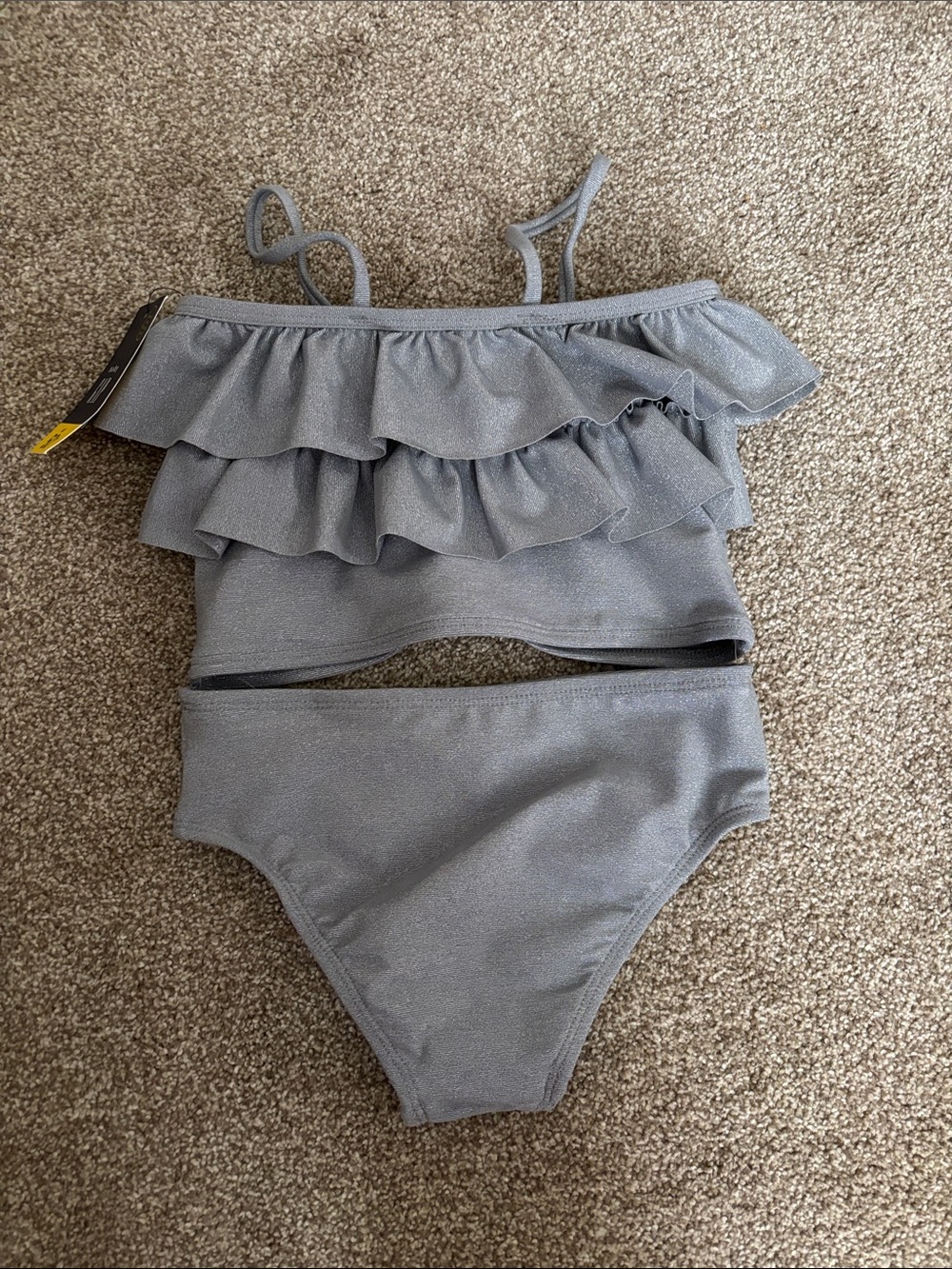 Girls' Gray Ruffle Two-Piece Swim Set - Picture 2 of 4